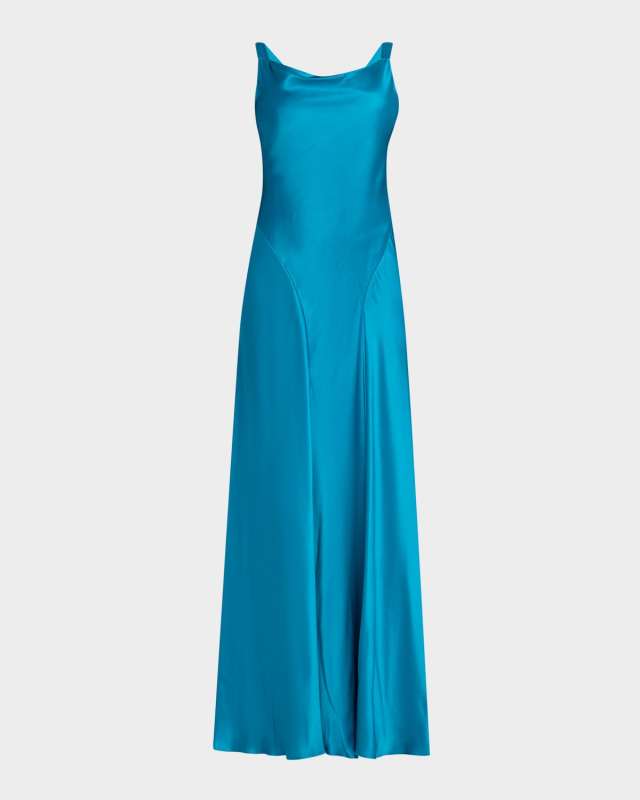 Cowl-Neck Sleeveless Satin Gown